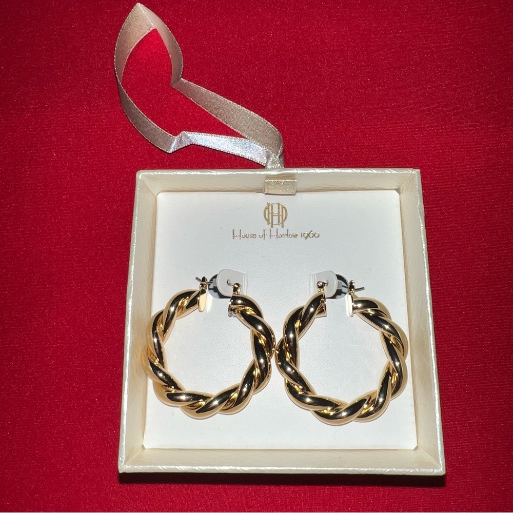 House of Harlow 1960 - Gold-Tone Twisted Hoop Earrings (NIB)